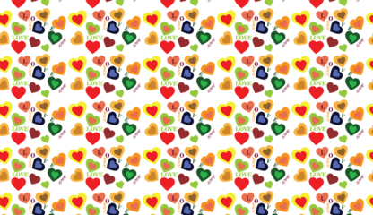 seamless creative pattern with colorful hearts with variation of shapes