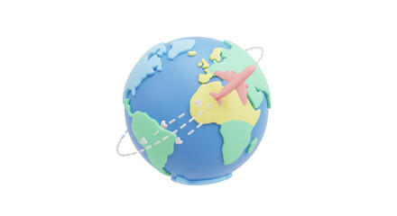 Obraz premium Abstract 3d earth globe rendering with colorful continents and atmospheric rings floating