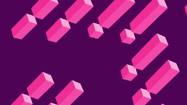 Pink abstract geometric 3D cube pattern wallpaper with colorful square block design