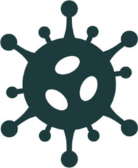 Obraz premium Dark green virus icon silhouette with round germ shape and spike nodes, simple coronavirus symbol isolated on white vector illustration