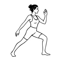 Dibujo sencillo con líneas de una mujer con ropa deportiva, haciendo ejercicio físico © teracreonte
