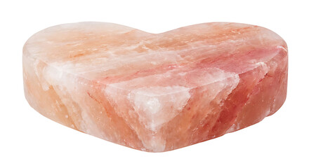 Himalayan Pink Salt Block Heart Isolated on White Background