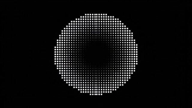 White Dots Forming Circle on Black Background.