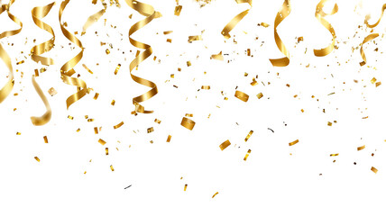 Fototapeta premium Golden confetti celebration on transparent background