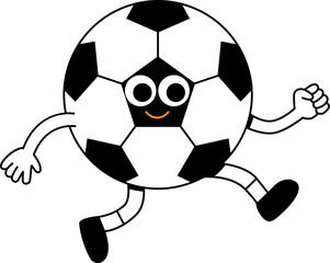 Fototapeta premium Cute Soccer Ball Character Running and Cheering, Sports Mascot Flat Vector Illustration