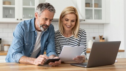 Fototapeta premium couple using laptop