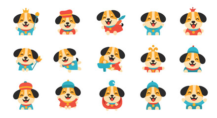 Fototapeta premium Cartoon Dog Characters Set in Various Costumes