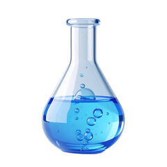 Laboratory Glass Flask with Blue Liquid.