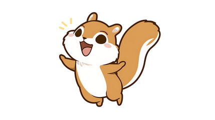 A cheerful squirrel dancing with excitement. The fluffy tail and playful pose make it a fun sticker.