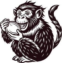 Naklejka premium Black and white vector cartoon lion illustration manke