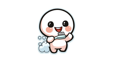 This illustration shows a child happily brushing their teeth, promoting a fun and positive daily hygiene habit.