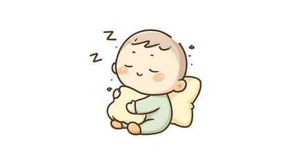 A peaceful illustration of a child taking a nap, giving a calm, cozy, and comforting sticker vibe.