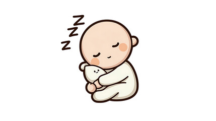 A peaceful illustration of a child taking a nap, giving a calm, cozy, and comforting sticker vibe.