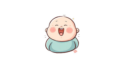 This illustration shows a child laughing joyfully, expressing happiness in a cute sticker style.