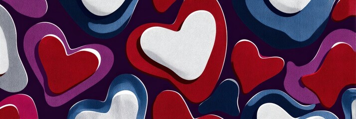 Abstract Heart Pattern Background with Colorful Layered Shapes