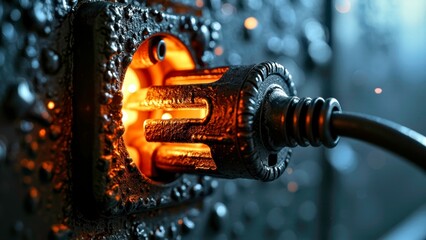 Naklejka premium Dangerous scene scene of plug fire surge