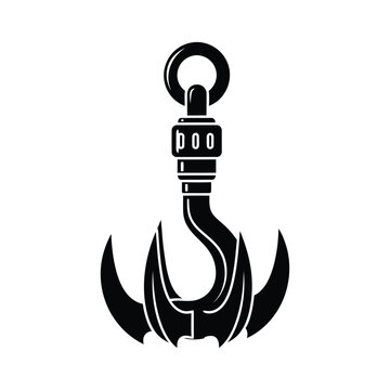 Black Silhouette of a Stylized Clawed Grappling Hook Icon