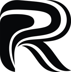Abstract letter R logo design, modern minimal typography symbol, creative black and white vector branding icon illustration © Fajle