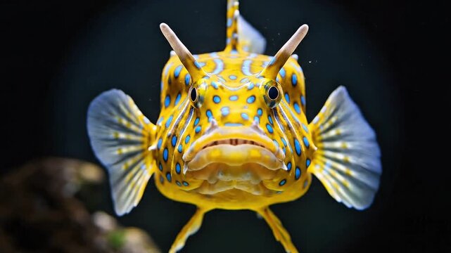 Soothing surreal animation of a fish blinking gently and breathing slowly, representing light stress, coping, and emotional regulation.