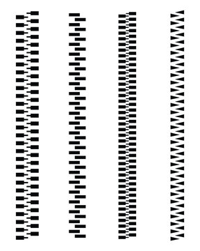 Zipper Vector Set for Clothing and Accessories &ndash; Open & Closed Fasteners, Pullers, Silhouette Icons