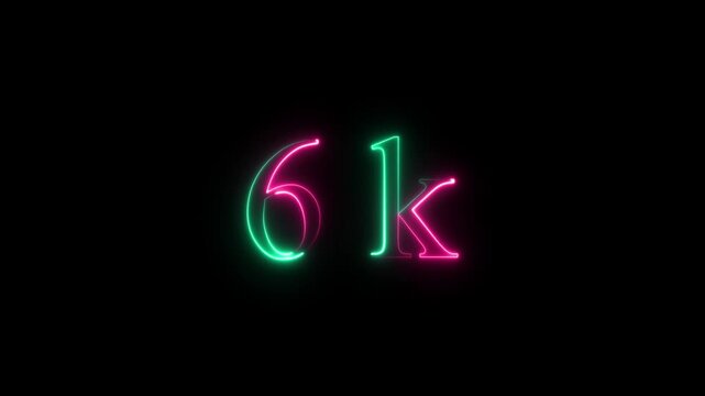 6k animation neon text icon on a black background,with 4k video animation.