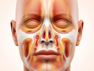 Obraz premium Human face anatomy showing nasal cavity sinuses and muscles image