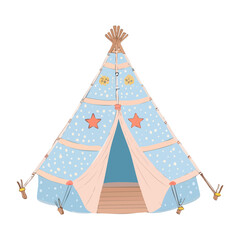 Classic striped teepee for children indoor camping and nursery room decoration Graphic Asset © firstprincess