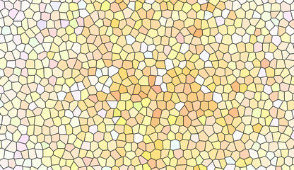 Abstract mosaic tile pattern with warm yellow and orange geometric shapes. Modern stained glass aesthetic with bright sunlit tones and minimalist artistic creative backdrop.