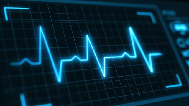 electrocardiogram reading displayed on modern medical monitor with blue neon light for healthcare and medical technology usage