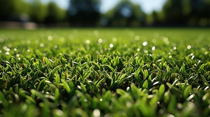 Lush Green Grass Field Close-Up