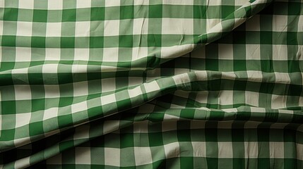 Green and White Checkered Picnic Blanket