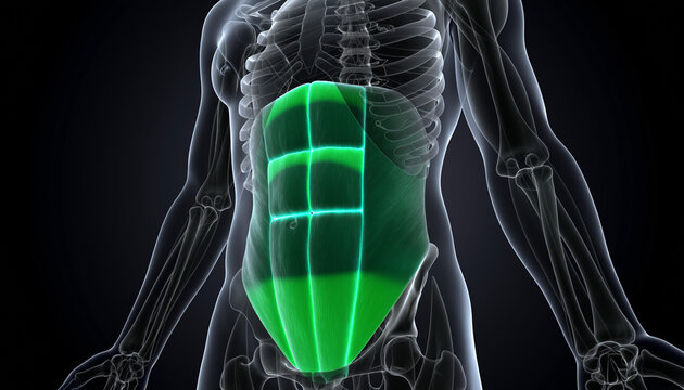 体幹を支える腹筋構造を示す人体解剖イメージ