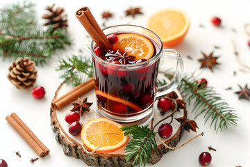 Holiday spiced mulled wine with citrus and cinnamon for festive celebrations