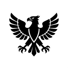 Obraz premium Black stylized eagle emblem with spread wings and sharp claws 