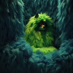 Emerald Wolf Emerging from Turquoise Depths