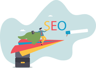 Obraz premium SEO search engine optimization to boost website ranking on search result page,about a man and his life.