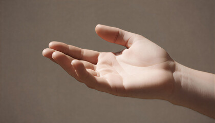 Open human hand gesture for support, care, and presentation concepts in commercial design