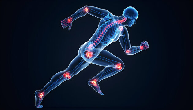 走る動作を可視化した人体骨格の運動解析