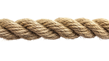 Close-up, natural jute rope on transparent background