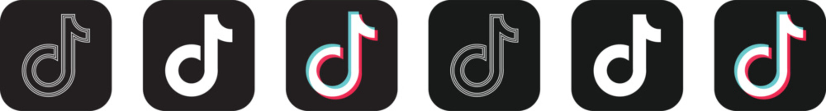 tiktok logotype , tiktok black icon editorial.eps10, png. Tiktok logo icon set. tiktok, logo, icon, tiktok icon illustration. Tik Tok logo set in six different versions in a flat design