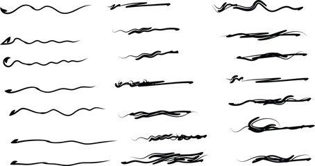 Ink splatter set, paint brush stroke kit, vector black grunge stain, graffiti texture liquid splash. Abstract dirty blob, messy shape drawing collection