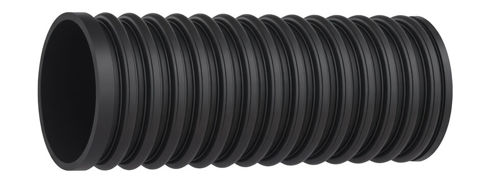 Black flexible hose pipe tube industrial isolated on a transparent background