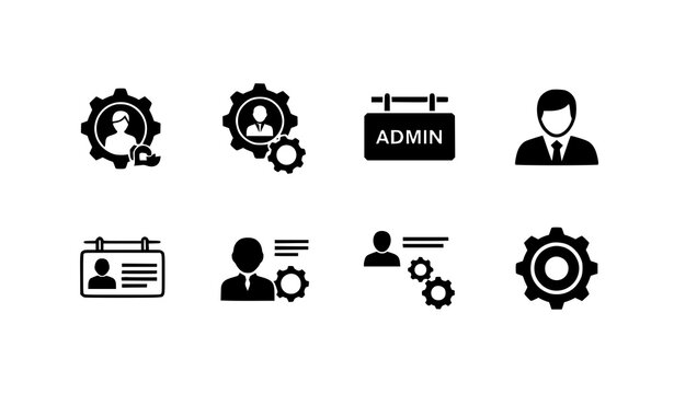 User settings gear icon vector set admin profile flat symbols isolated on white