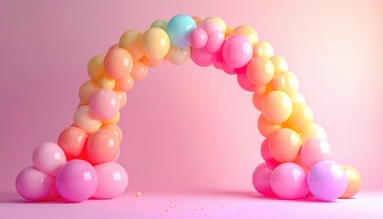 Balloon arch with soft gradient background, copy space for text