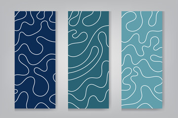 Abstract Contour Line Vertical Banner Background Set