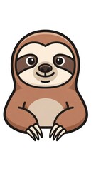 Fototapeta premium Cute cartoon sloth smiling face.