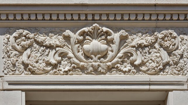 Intricate bas relief carving displaying architectural ornamentation