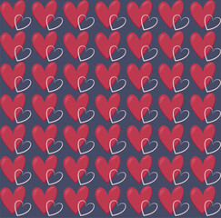 Red heart pattern illustration on isolated background. Valentine's day background print	