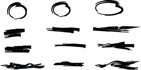 Ink splatter set, paint brush stroke kit, vector black grunge stain, graffiti texture liquid splash. Abstract dirty blob, messy shape drawing collection