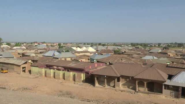 Aerial View of Dense Housing in a Semi‑Urban Community
